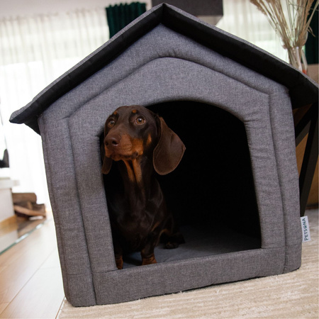Petsona Haustierhütte Hundehütte Katzenhütte Hundebett für Drinnen Zubehör Für Haustiere, grau