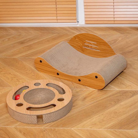 Petsona Kratzbrett für Katzen Natürlicher Katzenkratzer Spielplatz Kratzpappe & Kratzteppich für Katze Katzenspielzeug Selbstbeschäftigung, natürlich