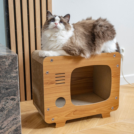 Petsona Kratzbrett für Katzen Natürlicher Katzenkratzer Spielplatz Kratzpappe & Kratzteppich für Katze Katzenspielzeug Selbstbeschäftigung, natürlich