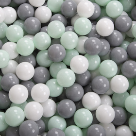 Petsona Foldable Dogs Pool with Balls, Dry Pets Foam Ball Pit, Soft Paddling Pool, gray: white/gray/mint
