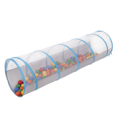 Petsona Tunnel Pour Animaux les Chats Et Les Chiens Avec Des Boules Colorées Pliable Jouet Pour Animaux De Compagnie Idéal Pour Intérieur Et Extérieur , gris-bleu:jaune/vert/bleu/rouge/orange