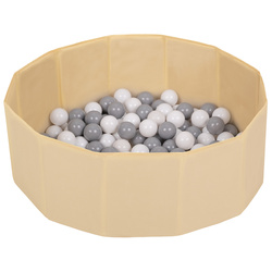 Petsona Foldable Dogs Pool with Balls, Dry Pets Foam Ball Pit, Soft Paddling Pool, Light Beige