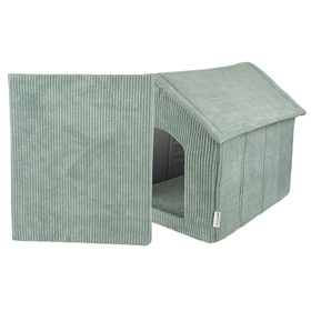 Petsona Hundehütte Rippenstrickstoff Waschbarer Bezug Reißverschlussdach, Grün