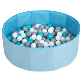 Petsona Piscine pour Chien À Balles Baignoire pour Chien Chat Animal, bleu: blanc/gris/turquoise, 100 balles