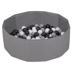 Petsona Foldable Dogs Pool with Balls, Dry Pets Foam Ball Pit, Soft Paddling Pool, Grey