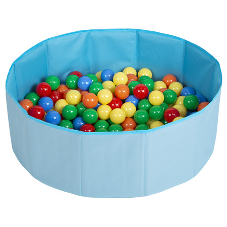 Petsona Foldable Dogs Pool with Balls, Dry Pets Foam Ball Pit, Soft Paddling Pool, blue:yellow/green/blue/red/orange