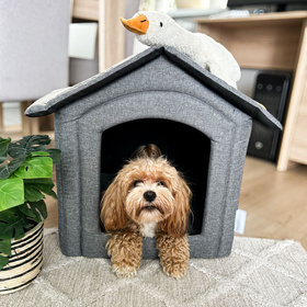 Petsona Haustierhütte Hundehütte Katzenhütte Hundebett für Drinnen Zubehör Für Haustiere, grau
