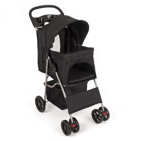 Petsona Dog Stroller with Rain Protection Pet Pushchair Foldable 15kg Capacity, Black