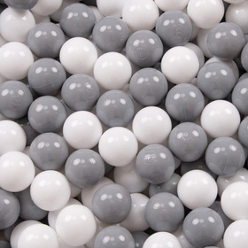Petsona Foldable Dogs Pool with Balls, Dry Pets Foam Ball Pit, Soft Paddling Pool, light beige: white/gray, 100 balls