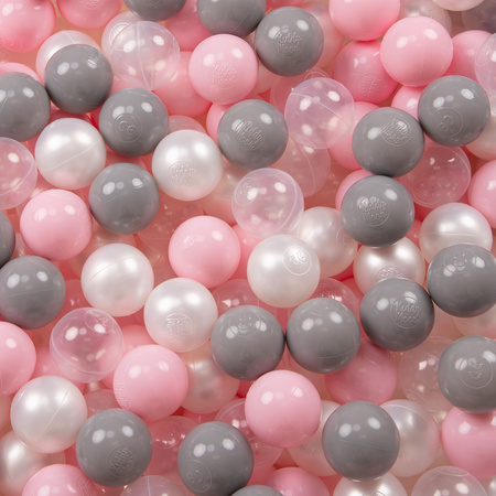 Petsona Hundepool für Hunde Faltbarer Hunde Pool Hundeplanschbecken mit bunten Bällen, Hundebadewanne Spielbereich für Hunde und Planschbecken Katzen, pink: perle/grau/transparent/puderrosa