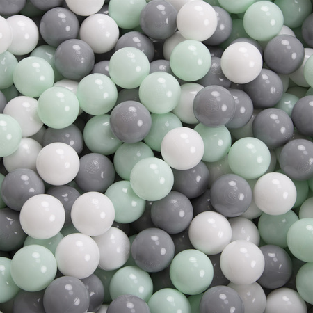 Petsona Foldable Dogs Pool with Balls, Dry Pets Foam Ball Pit, Soft Paddling Pool, gray: white/gray/mint