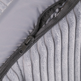 Petsona Niche Pour Chien avec Matelas Tissu Côtelé Fond Antidérapant Toit Zippé, gris foncé