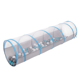 Petsona Pet Play Tunnel Collapsible Pop Up Design For Indoor And Outdoor Fun, grey-blue:grey/white/turquoise