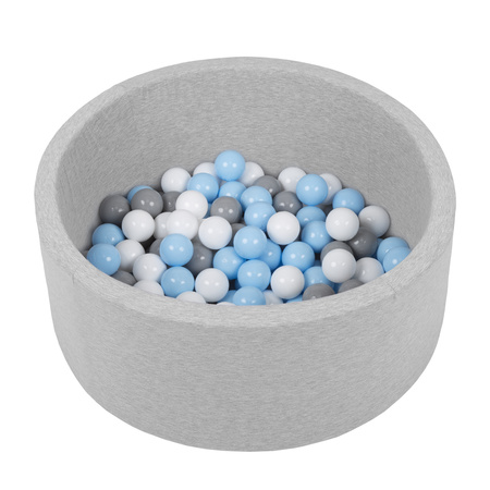 Petsona Foam Dogs Pool with Balls, Pets Soft Ball Pit, Dry Paddling Pool, Removable and Washable Cover, lightgrey:grey/white/babyblue
