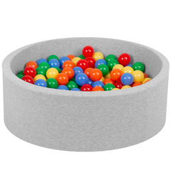 Petsona Bällebad aus Schaumstoff für Haustiere 90x30cm mit Plastikbällen Set Accessoires Spielzeuge, hellgrau: gelb/grün/blau/rot/orange