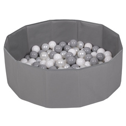 Petsona Foldable Dogs Pool with Balls, Dry Pets Foam Ball Pit, Soft Paddling Pool, Grey