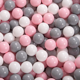 Petsona Foam Dogs Pool with Balls, Pets Soft Ball Pit, Dry Paddling Pool, Removable and Washable Cover, lightgrey:white/grey/powderpink