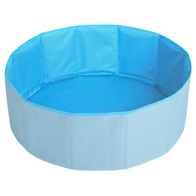 Petsona Foldable Dogs Pool with Balls, Dry Pets Foam Ball Pit, Soft Paddling Pool, blue:grey/white/blue, 100 balls