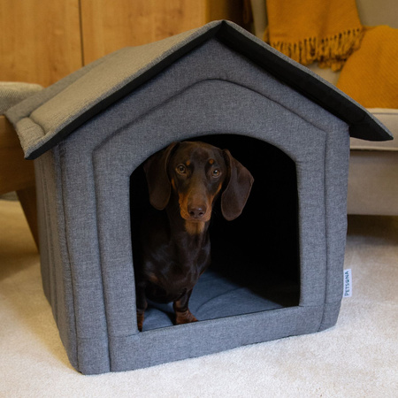 Petsona Haustierhütte Hundehütte Katzenhütte Hundebett für Drinnen Zubehör Für Haustiere, grau