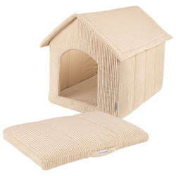 Petsona Hundehütte Mit Hundebett Rippenstrickstoff Rutschfeste Unterseite