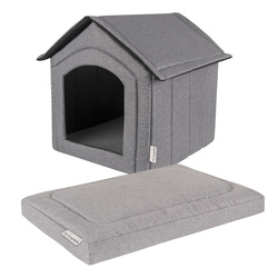 Petsona Hundehütte mit Hundebett Rutschfeste Unterseite Waschbarer Bezug
