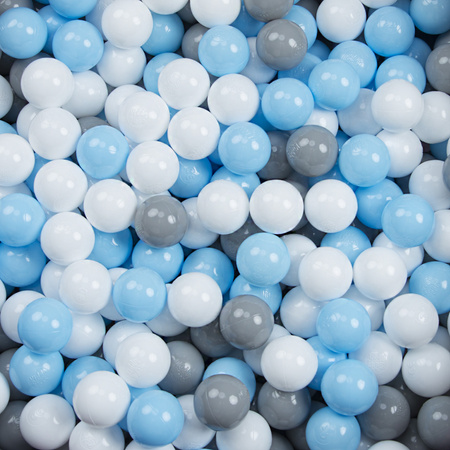 Petsona Foam Dogs Pool with Balls, Pets Soft Ball Pit, Dry Paddling Pool, Removable and Washable Cover, lightgrey:grey/white/babyblue