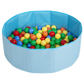 Petsona Foldable Dogs Pool with Balls, Dry Pets Foam Ball Pit, Soft Paddling Pool, blue:yellow/green/blue/red/orange, 100 balls