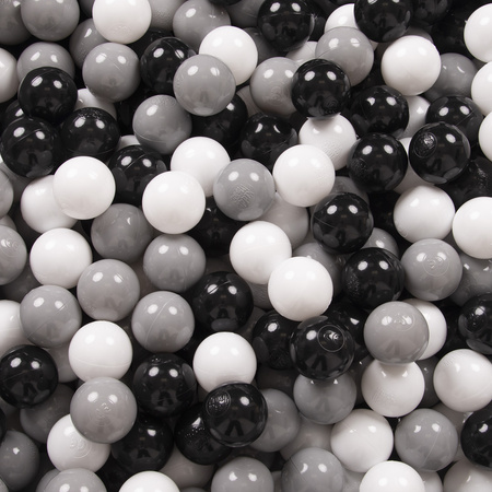 Petsona Foam Dogs Pool with Balls, Pets Soft Ball Pit, Dry Paddling Pool, Removable and Washable Cover, lightgrey:grey/white/black