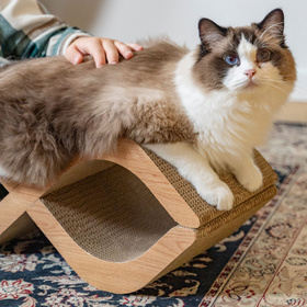 Petsona Kratzbrett für Katzen Natürlicher Katzenkratzer Spielplatz Kratzpappe & Kratzteppich für Katze Katzenspielzeug Selbstbeschäftigung, natürlich