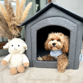 Petsona Haustierhütte Hundehütte Katzenhütte Hundebett für Drinnen Zubehör Für Haustiere, grau